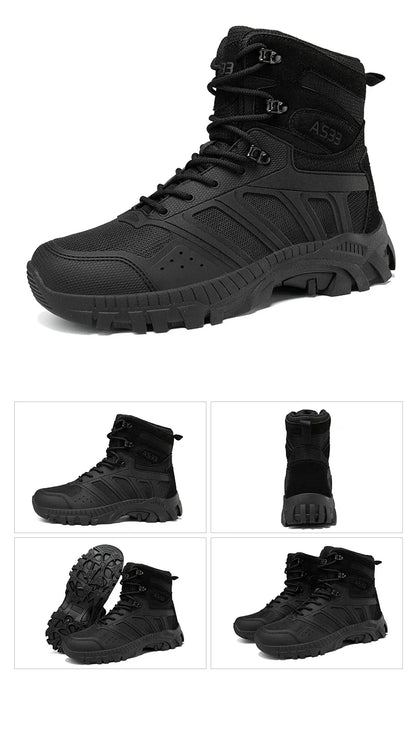 Men Tactical Boots Lace Up Desert Military Work Ankle Hiking Shoe Climbing Shoe Army Boot Unisex Size Plus Male Brand Waterproof