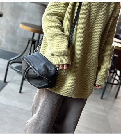 2026 New Leisure Genuine Leather Lightweight Women Shoulder Crossbody Bag Retro Soft Cowhide Versatile Bag