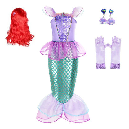 Mermaid Dress Girls Kids Cosplay Dresses Princess Costume Perform Clothes Birthday Party Halloween Clothing