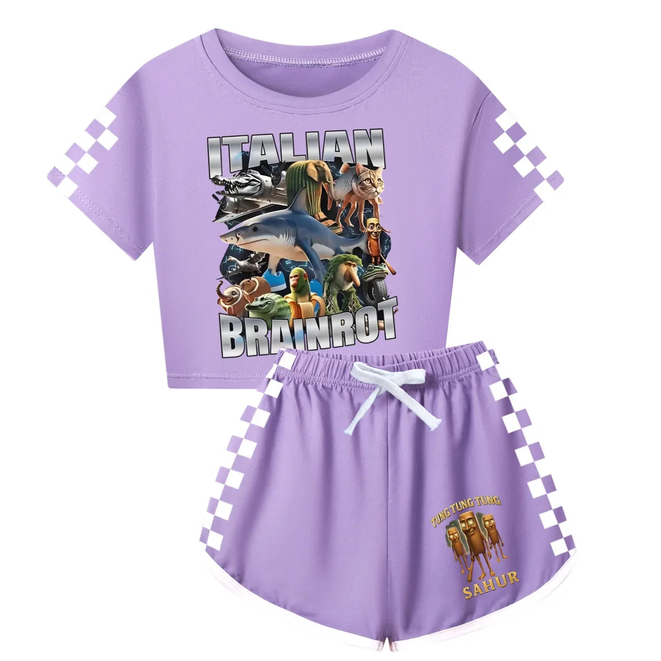 Italian Brainrot Meme Clothes Kids Cartoon Tung Sahur Pajama Sets Boys Long Sleeve Tops Legging 2pcs Set Girls Casual Sleepwear