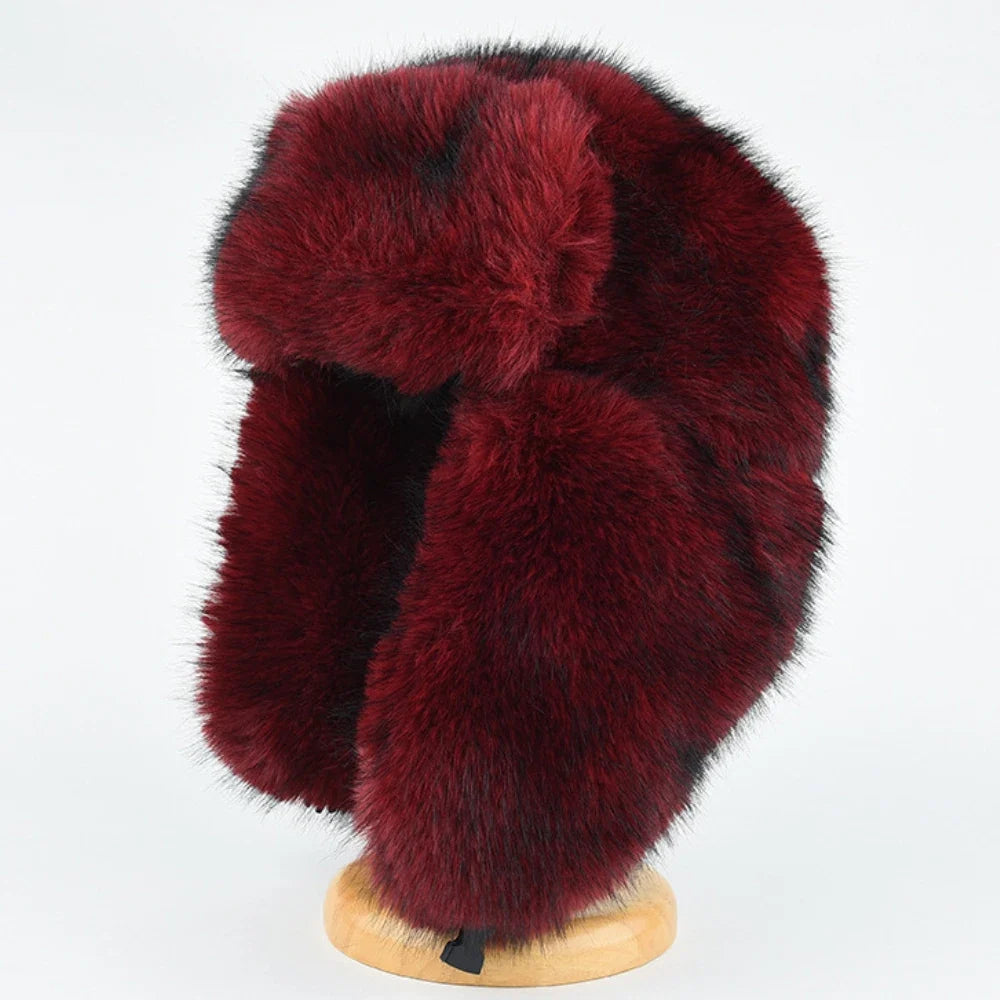 Bumper Hat Thick Warm Winter Fluffy Fur Hats for Men Women Windproof Snow Ski Earflap Cap Male Female Russian Hat Ushanka