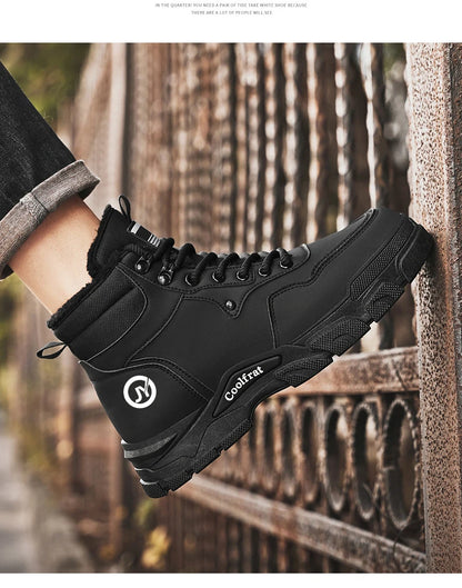 Mens Boots Casual Shoes Winter Platform Leather Designer Luxury Chelsea Cowboy Outdoor Work Safety Ankle Sneakers 2025