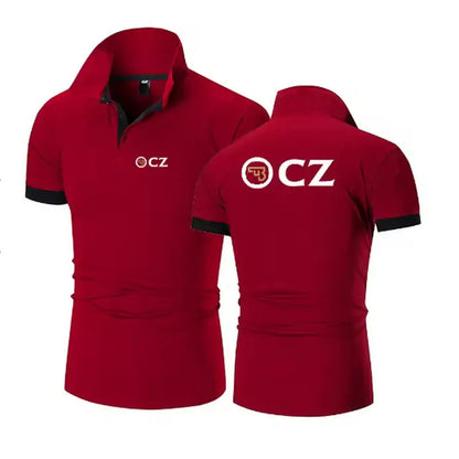 CZ Ceska Zbrojovka 2025 Men's New Summer Hot Sale Fashion Cotton Breathable Polos Shirt Casual Solid Color Slim Fit Top Clothing