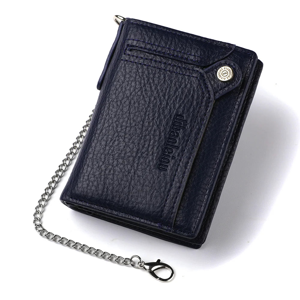 1pc Men's New Multifunctional Wallet, Large Capacity Credit Card Bag, PU Purse With Chain Strap