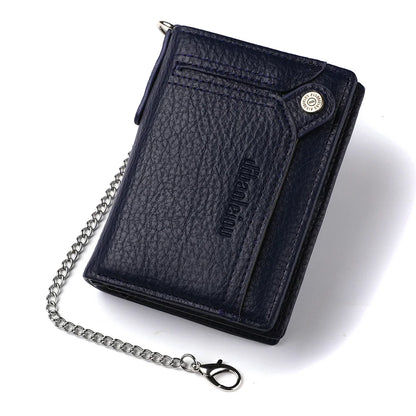 1pc Men's New Multifunctional Wallet, Large Capacity Credit Card Bag, PU Purse With Chain Strap