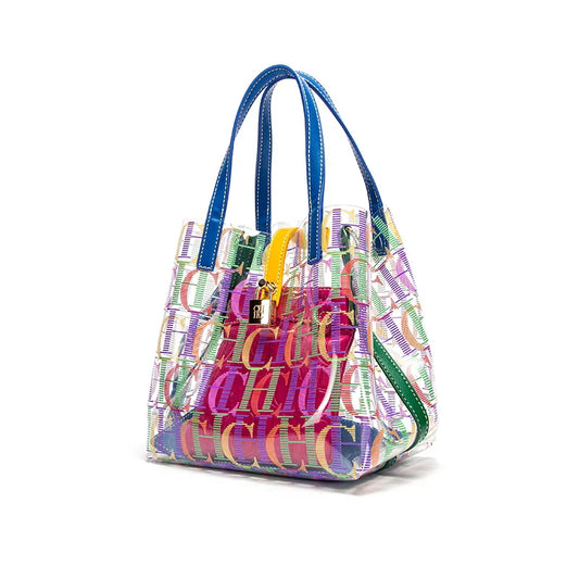 Women's High Capacity Tote Bag PVC Transparent Printed Letter Shopping Bag Crossbody Bag