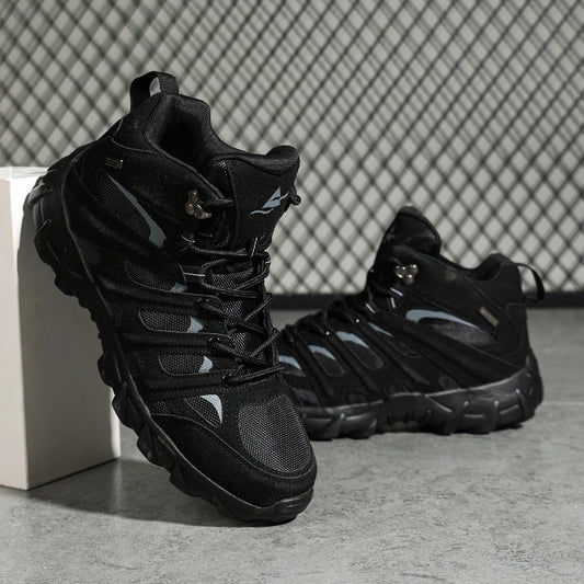 New Men High Quality Leather Boots Fishing Hunting Sneakers Desert Combat Men's Boots Outdoor Hiking Shoes Ankle Boots Work Safe