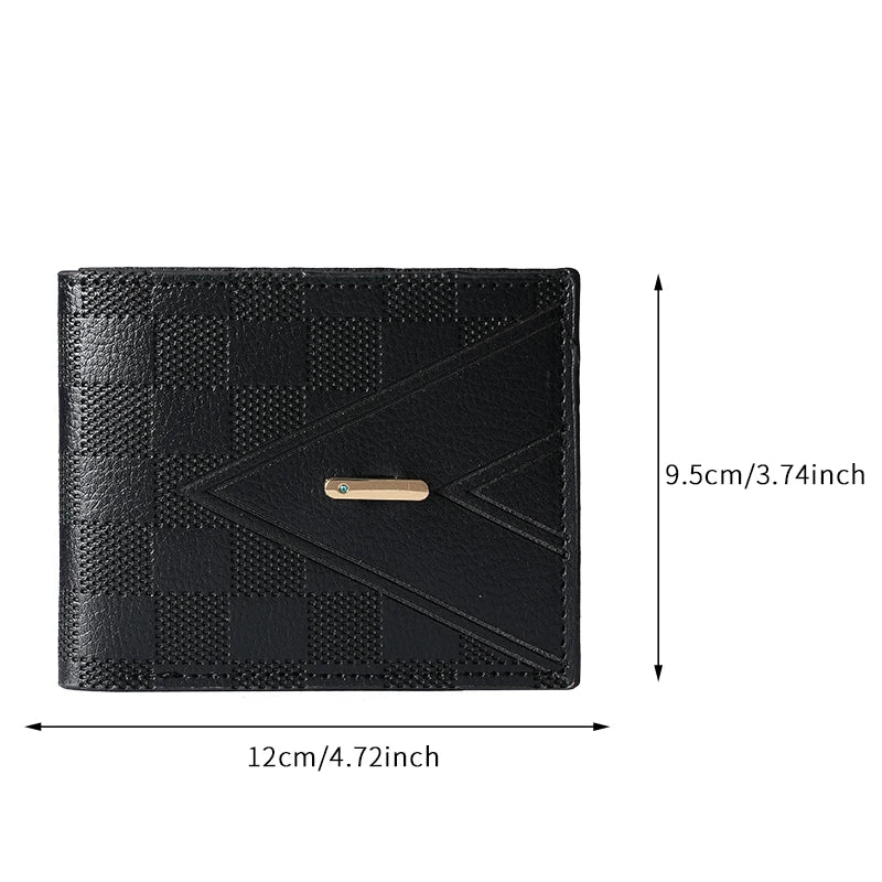 New men's wallets men's short wallet youth fashion rhombic multi-card large capacity coin purse soft wallet