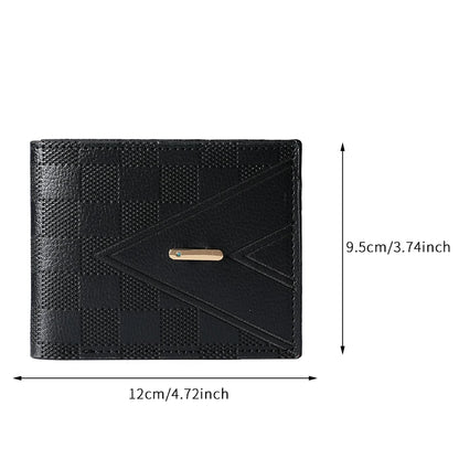 New men's wallets men's short wallet youth fashion rhombic multi-card large capacity coin purse soft wallet