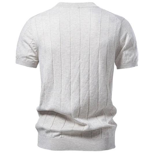 100% Cotton Stripe T-Shirts for Men Solid Color O-Neck Soft Touch Comfortable Casual Summer Wear Top