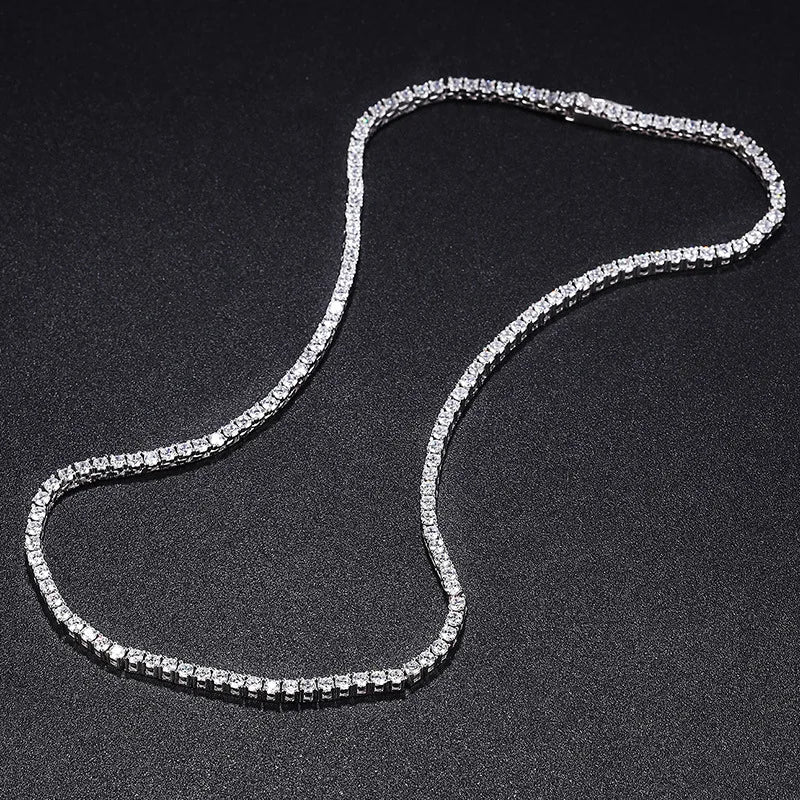Real 2.5/3/4/5mm Full Moissanite Tennis Necklace for Women 925 Sterling Silver Diamond Neck Chains Necklaces Fine Jewelry