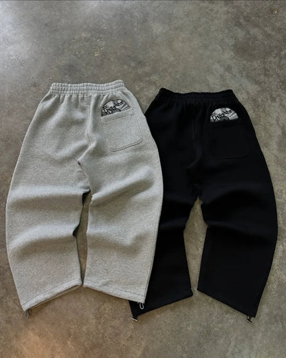 High street hip-hop men suit fashionable and popular embroidered design pullovers Gothic Harajuku loose casual suit tracksuit