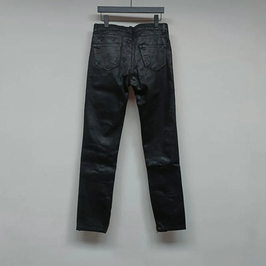 Men‘s Oil wax Jeans Classic Denim Gothic Men Coated Casual Trousers High Street Solid Designer luxury Pants