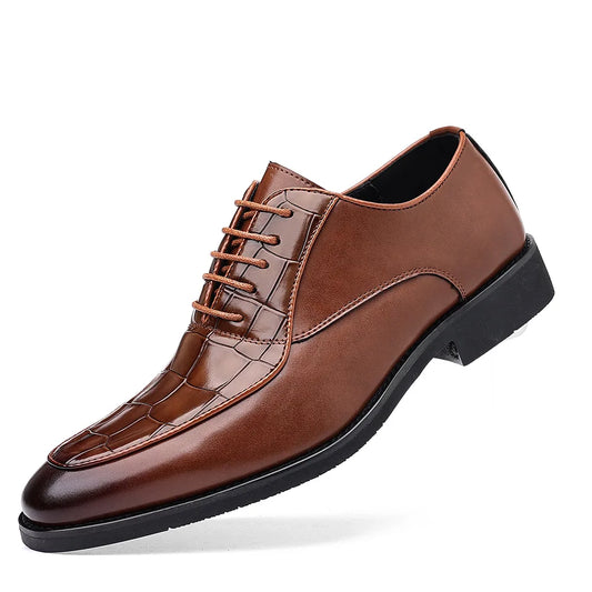 Casual Checkered Retro Business Men's Shoes Soft Sole Big Size Wedding Shoes Male Spring Autumn Lace Designer Leather Shoe Man