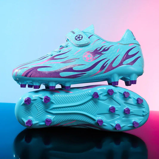 Kids Youth Soccer Shoes Boys Girls Football Cleats Velcro TF FG Training Sneakers Non-Slip Grass Artificial Grass Sport Boots