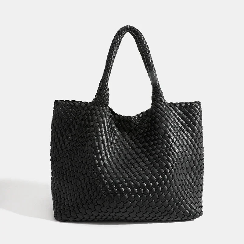 Designer Knitting Fashion Ladies Handbags And PU leather Large-capacity Women's single-shoulder bag Beach Travel Bags