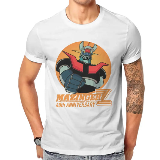 Mazinger Z 40th T Shirt Men 100% Cotton Hipster T-Shirts Robot Grendizer Goldorak Actarus Tees Short Sleeve Tops Plus Size