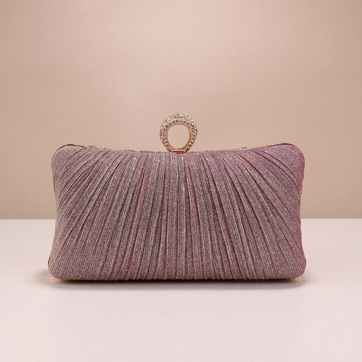 Valentine's Day Evening Bags Finger Ring Diamonds Clutch Ruched Fashion Prom Dinner Handbags With Chain Purse