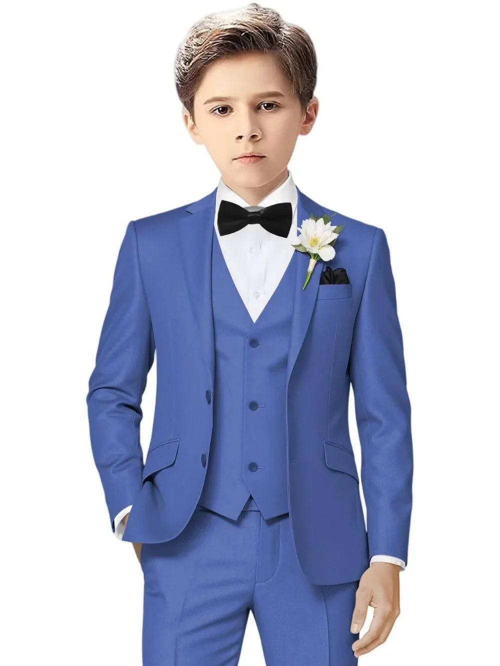Notched Lapel Kids Tuxedo 3 Pieces Stage Performance Wear Classic Elegant Long Sleeve Boys Suit Set Wedding Ring Bearer Outfit