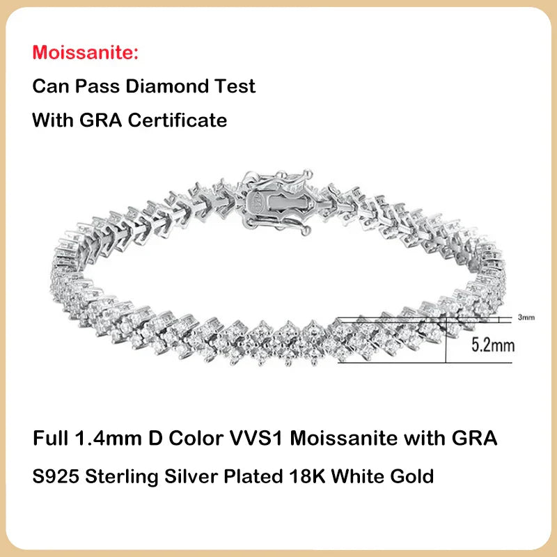 2025 New In Real D Color Full 1.4mm Moissanite Tennis Bracelet For Women S925 Silver Diamond Link Chain Bracelets Wholesale