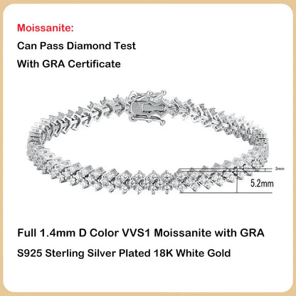 2025 New In Real D Color Full 1.4mm Moissanite Tennis Bracelet For Women S925 Silver Diamond Link Chain Bracelets Wholesale