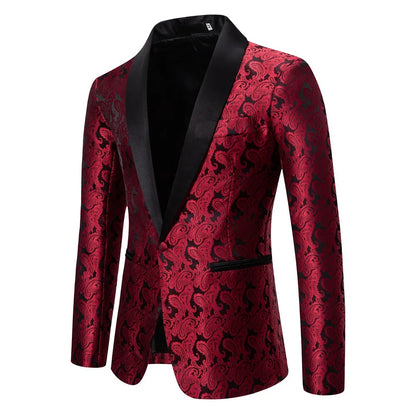 2026 New Men's Red Cashew Flower Blazer, Wedding Party Dress Jacket, White Blue Black Brands Blazers Coat, S M L XL XXL