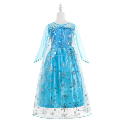 Elsa Anna Princess Dress Girls Cosplay Mesh Sequin Costumes Kids Snow Queen Halloween Carnival Birthday Party Gowns 12Y