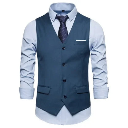 Blue Suit Vest, Men's Business Sleeveless Vests Jacket, Asian size S-6XL, Wedding Party Waistcoat, Red Purple Black Gray