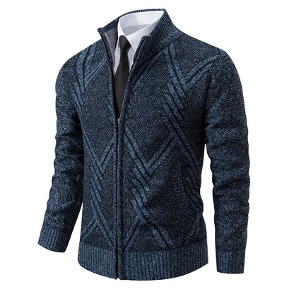 Men's Knit Cardigan Autumn Winter Sweater Coat Man Clothes Brown Blue Luxury Brand Button Fleece Lined Male Knitting Jackets