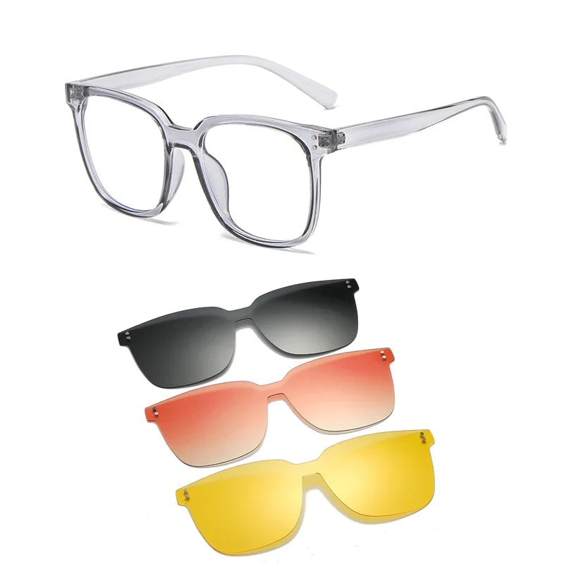 Cycling Polarized Clip On 6 In1 TR90 Myopia Sunglasses Women Magnet Sunshade Sun Glasses Eyeglasses Frame Come With Glasses Box