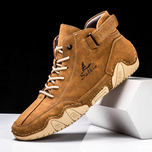 New 2025 Handmade Men Boots Design Sneakers Man Outdoor Non-Slip Casual Leather Men Shoes Ankle Boots Breathable Hot Sale