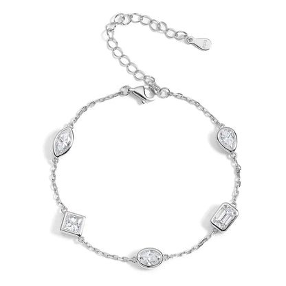 0.5CT Oval/Pear/Marquise Moissanite Bracelets S925 Silver Plated 18K Gold Wedding Wrist Chain for Women with certificate