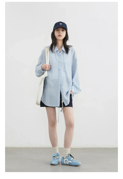 Women Long Sleeve Shirts Solid Loose Casual New Style Design Back Hollow Out Shirt Female Blouse Spring Summer 2026