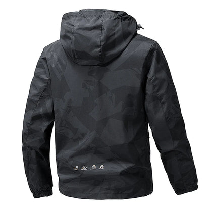 Softshell Outdoor Jacket Men Zip Up Hooded Waterproof Jacket Hiking Camping Windbreaker Lightweight Spring Autumn Coats