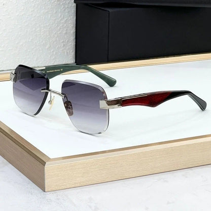 The Magic I Rimless High Street Sunglasses Big Square Germany Trendy Alloy Acetate UV400 Top Quality Outdoor Unisex with Case