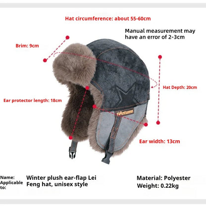 1pc Winter Warm Trapper Pilot Caps for Men,Hunting Warm Ear Flap Russian Winter Ski Cold Weather Bomber Hats