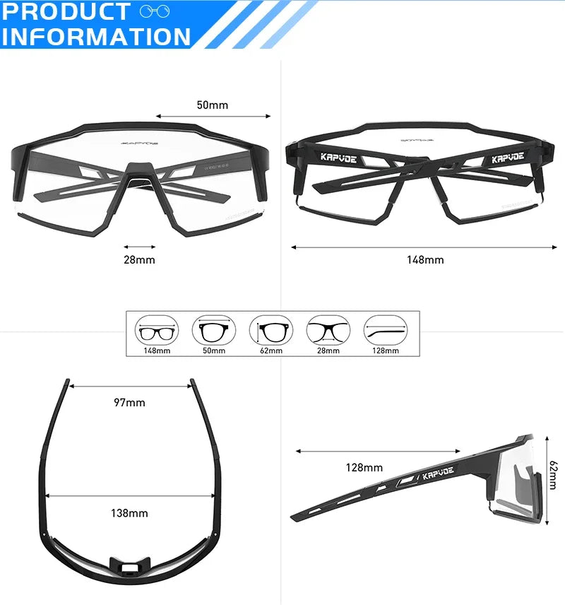 Photochromic Cycling Glasses UV400 MTB Clear Mountain Bike Transition Bicycle Sunglasses for Men Women Sports Eyewear