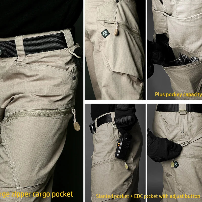 Men’s Stretch Tactical Pants  Water Resistant  Cotton Outdoor Work Cargo Pants Multi-Pocket Lightweight Combat Hiking Pants
