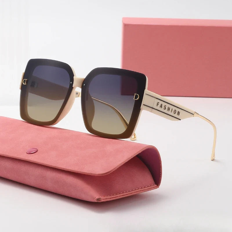 2025 New Polarized Letter Sun Glasses Legs High-end Sunglasses Women's European and American Sunscreen Retro Sunglass Gafas