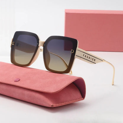 2025 New Polarized Letter Sun Glasses Legs High-end Sunglasses Women's European and American Sunscreen Retro Sunglass Gafas