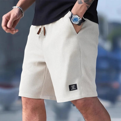 Men's Waffle Texture Shorts Summer Casual Sports Plus Size Loose Fit Knee-Length Shorts Male Oversized Streetwear Beach Pants