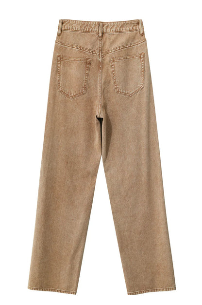 Minimalism Women's Jeans 2024 Autumn New Casual Cotton Denim Pants Retro Trendy Loose Straight Wide-leg Trousers 12443249
