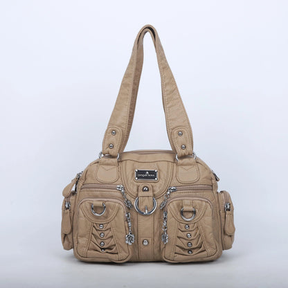 Women Handbags Fashion Satchel Top-handle Handbag PU Shoulder Bag 10.6"x8.3" Dumpling Pack Multi-pockets Shoulder Bags