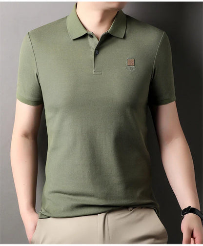 High end brand 100% cotton polo shirt short sleeved men's 2024 summer fashion embroidery comfortable breathable casual T-shirt