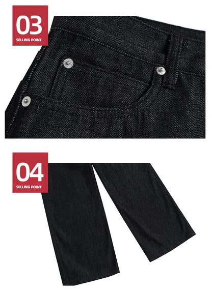 High Street Cleanfit Drak Blue Jeans for Men and Women Straight Vintage Casual Denim Trousers ZJ089