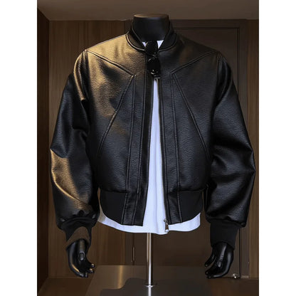 Hot Sale Men's Short American Style Retro Cracked Leather Motorcycle Jacket