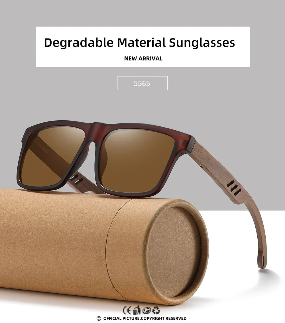 New Arrivals Black Wooden Polarized Sunglasses for Men Bamboo Sunglasses Red UV400 Lenses Fashion Driving Shades S5565
