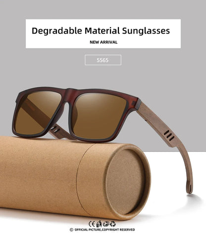 New Arrivals Black Wooden Polarized Sunglasses for Men Bamboo Sunglasses Red UV400 Lenses Fashion Driving Shades S5565
