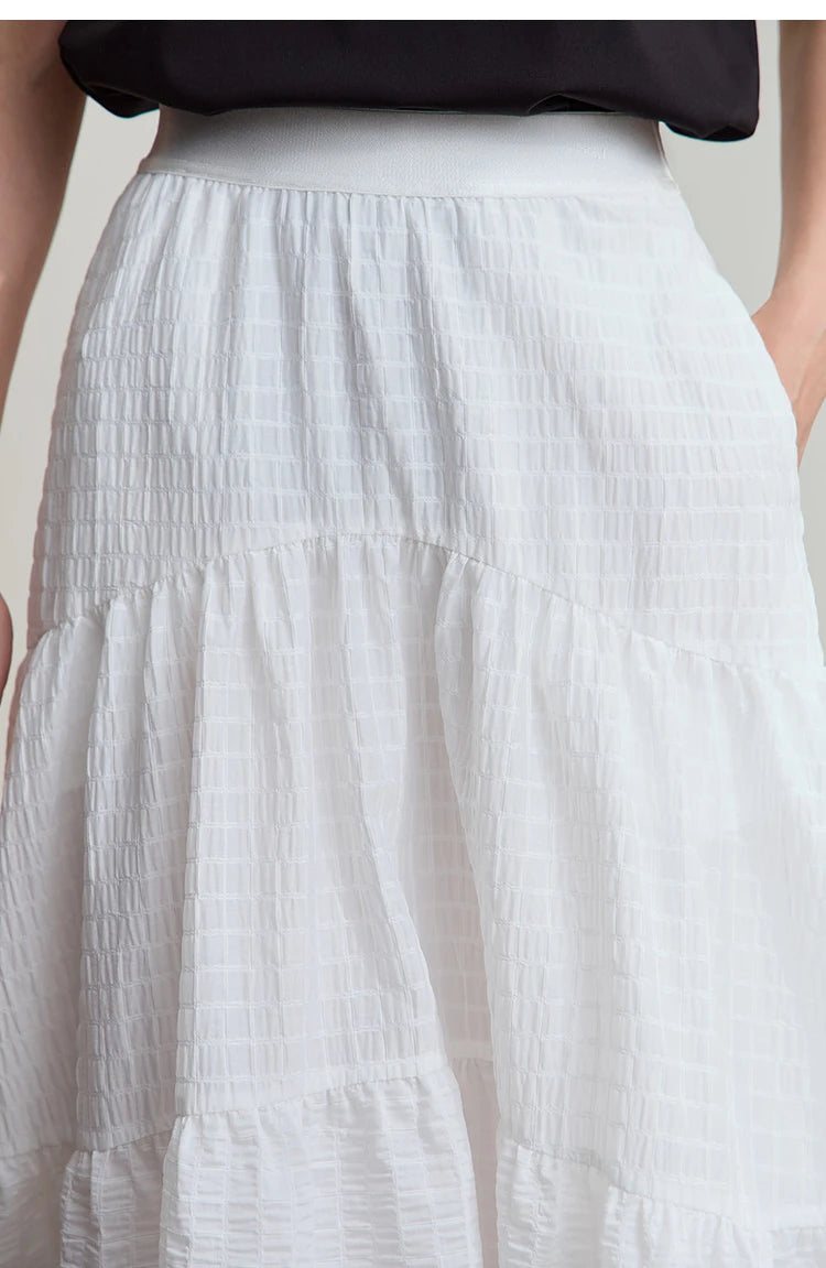 Minimalist Casual Halter Skirt Women 2025 Summer New Office Lady Solid Color Pockets Loose A line Cake Long Skirt 12542072