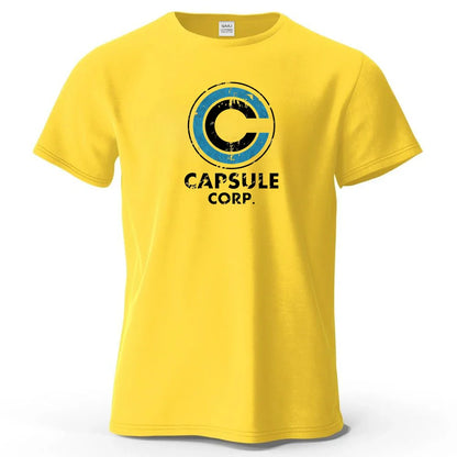 S-4XL Capsule Corp 100% Cotton Funny Printing Japan Anime Men T Shirt Tee Summer Streetwear Tops Fashion Brand Tshirt Clothing